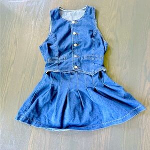 (NEW) Denim Button Front Dress - Blue